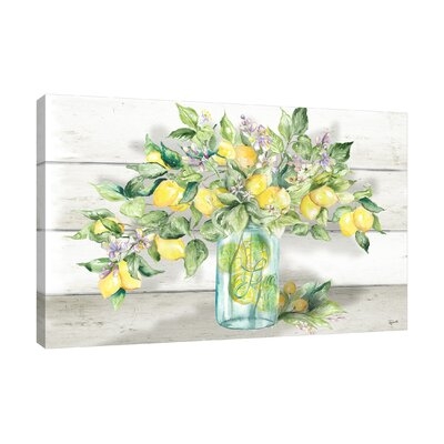 "Lemon Branches In Mason Jar On Shiplap" Gallery Wrapped Canvas By August Grove® - Image 0