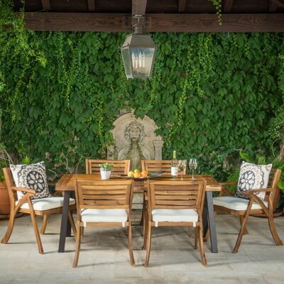 7 Piece Dining Set with Cushions - Image 0