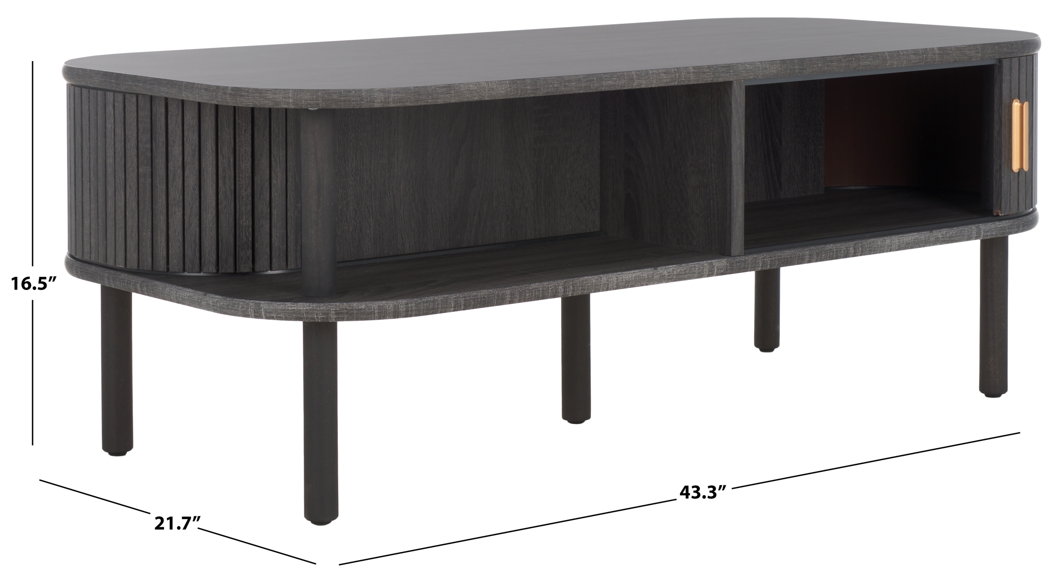 Tealla Coffee Table - Distressed Black / Gold - Safavieh - Image 7