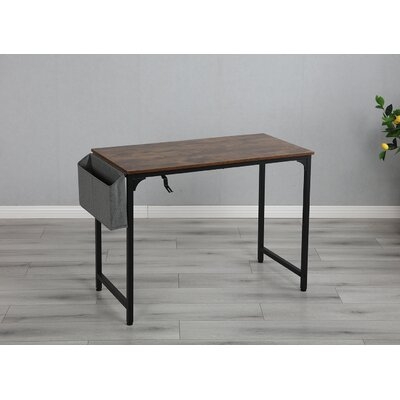 Study Computer Desk 40" Home Office Writing Small Desk, Modern Simple Style PC Table, Black Metal Frame, Rustic Brown - Image 0