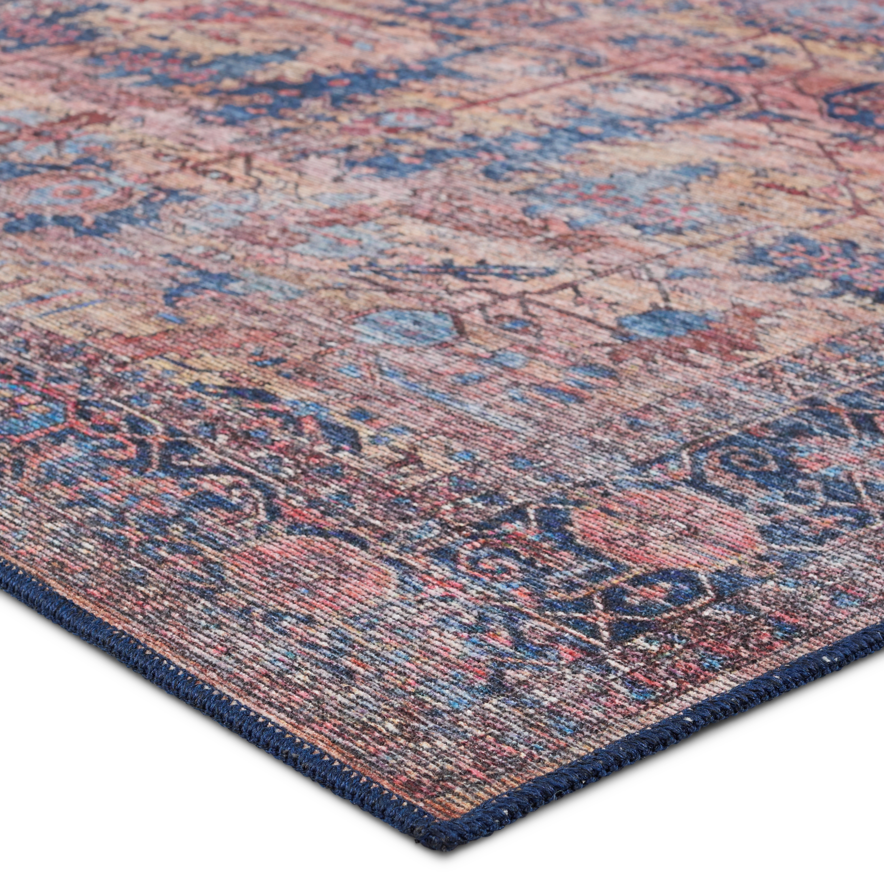 Vibe by Ainsworth Medallion Blue/ Pink Runner Rug (3'X8') - Image 1
