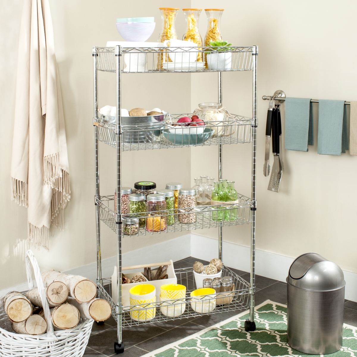 Mario 4 Tier Basket Rack - Chrome - Safavieh - Image 1