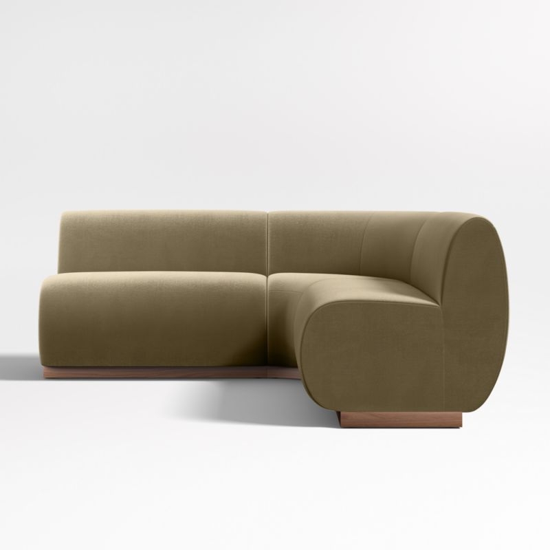 Leandro Hazel Green Double L-Shaped Loveseat Dining Banquette with Rounded Corner - Image 2