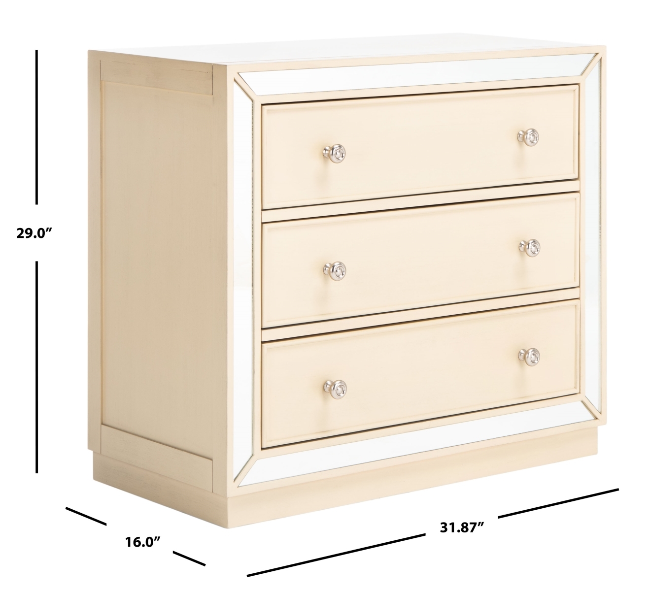 Basie 3 Drawer Chest - Antique Beige / Mirror - Safavieh - Image 9