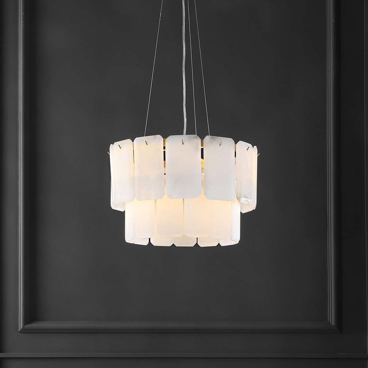 Fernandez Marble 2 Tier Chandelier - Gold / White - Safavieh - Image 1