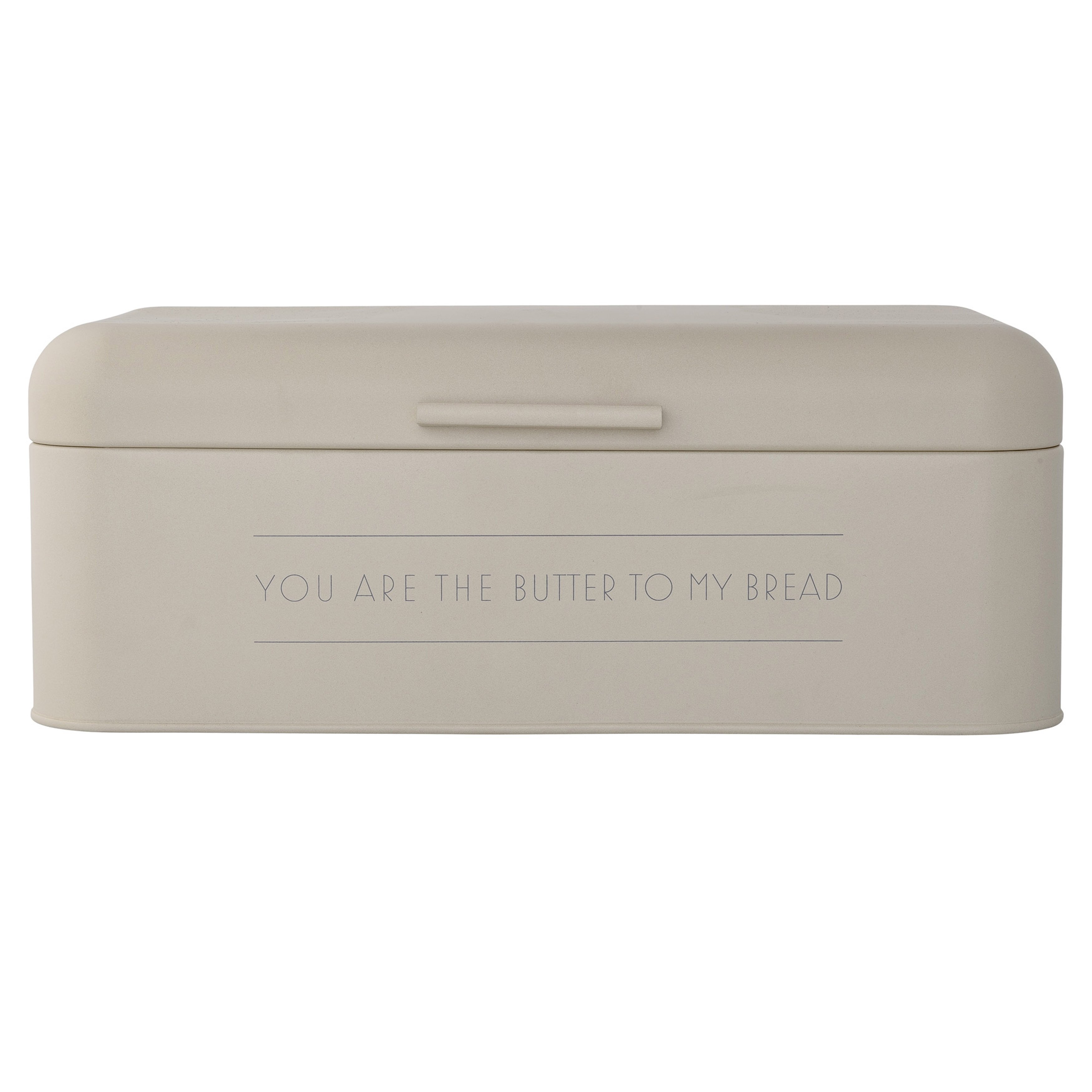 "You are the Butter to My Bread" Off White & Grey Metal Bread Bin - Image 0