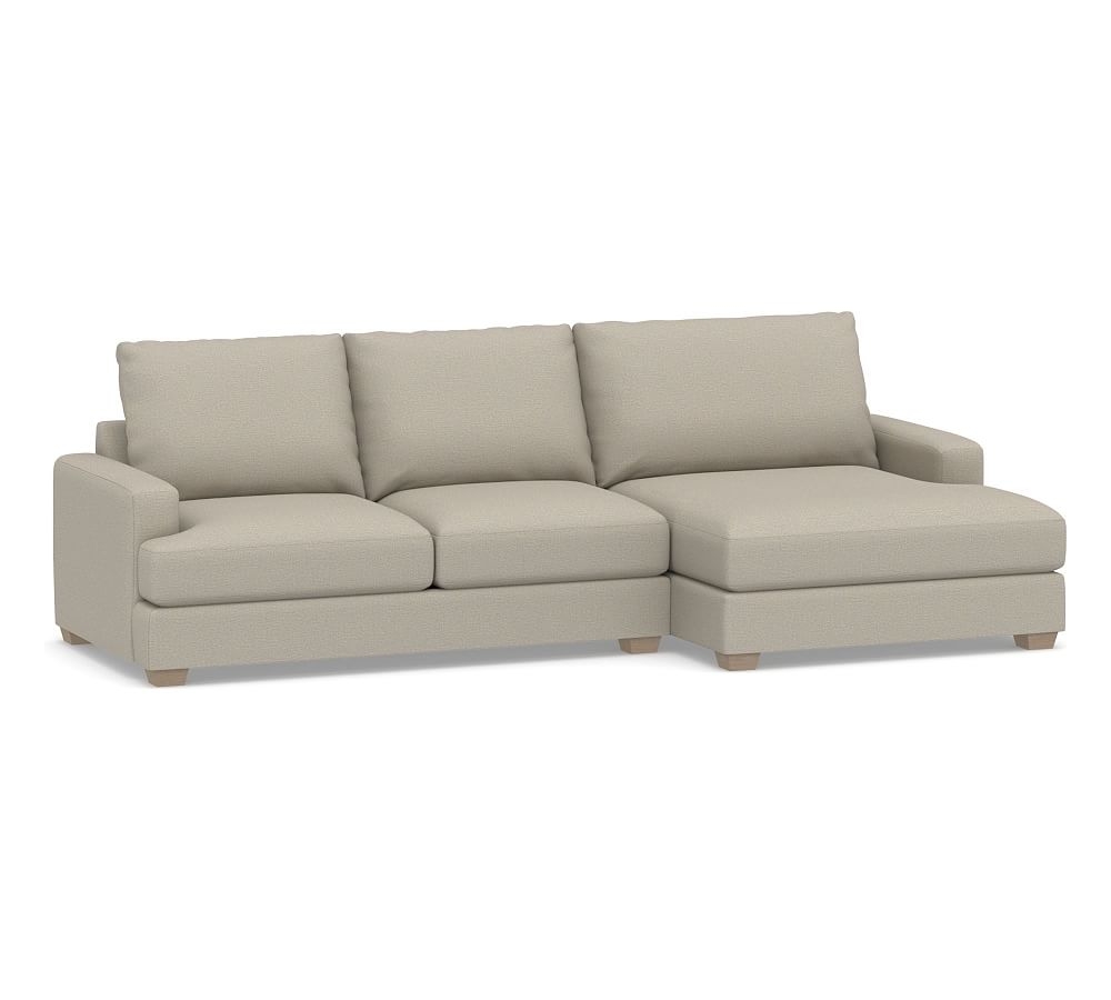 Canyon Square Arm Upholstered Left Arm Loveseat with Double Chaise Sectional, Down Blend Wrapped Cushions, Performance Boucle Fog - Image 0