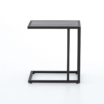 Wood & Aluminum C-Side Table, Wash Brown - Image 2