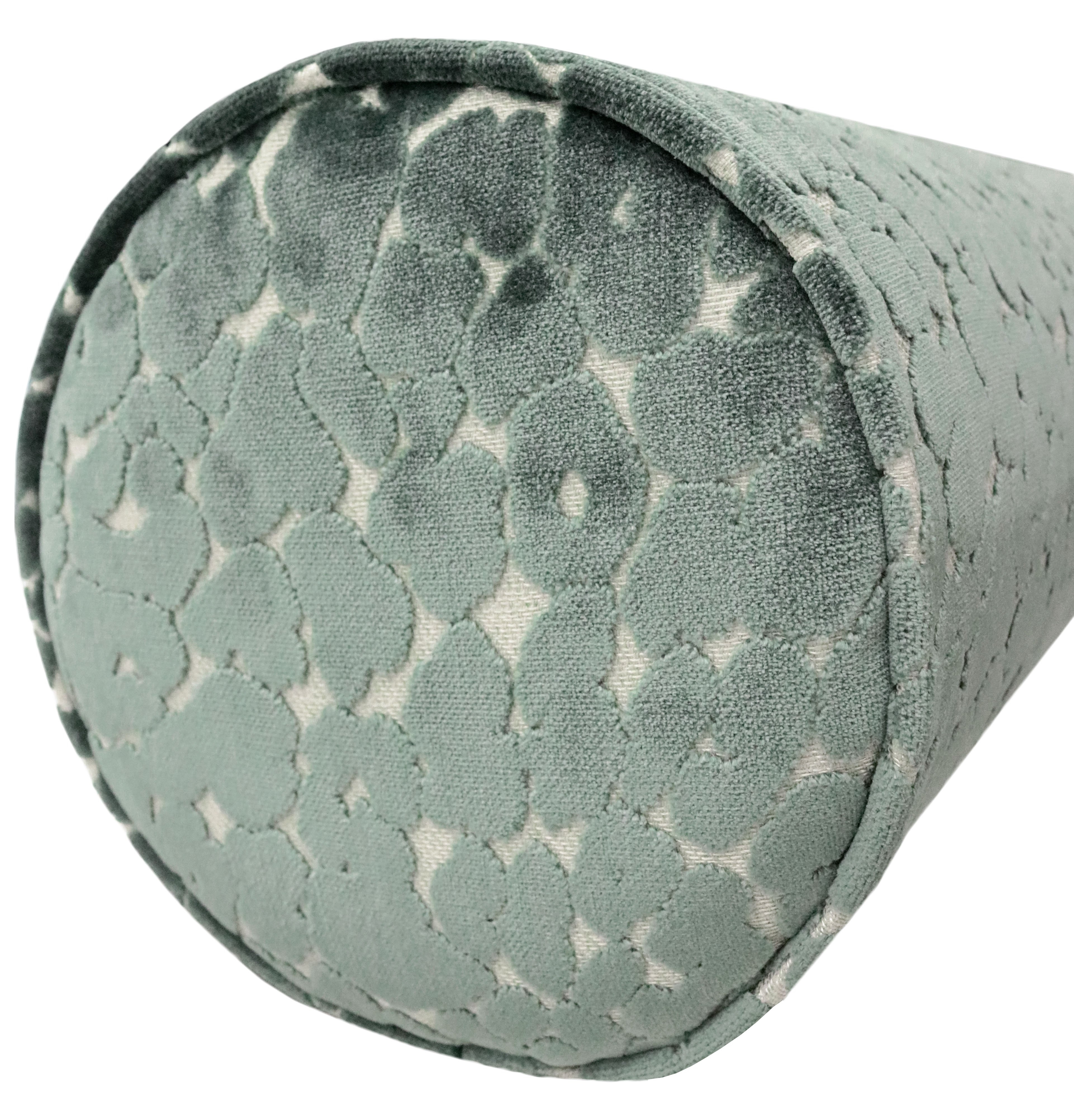 THE BOLSTER :: LEOPARD CUT VELVET // TURKISH BLUE - QUEEN // 9" X 36" - Image 2