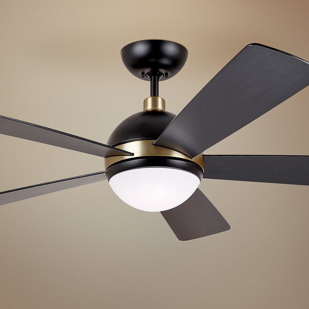 52" Emerson Astor BBQ Black and Satin Gold LED Ceiling Fan - Style # 67M26 - Image 0