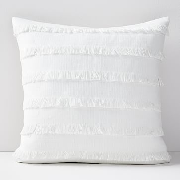 Fringe Pillow Cover, 20"x20", White, Set of 2 - Image 0