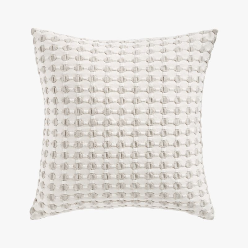 Estela Organic Cotton Pillow with Down-Alternative Insert, Gray & White, 20" x 20" - Image 0