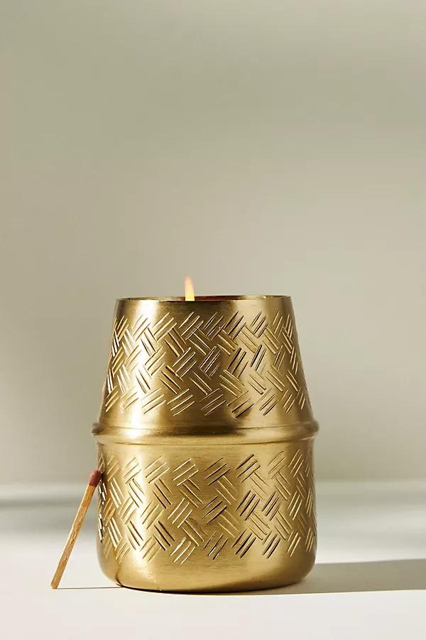 Artisan Weave Candle By Anthropologie in Gold Size S - Image 0