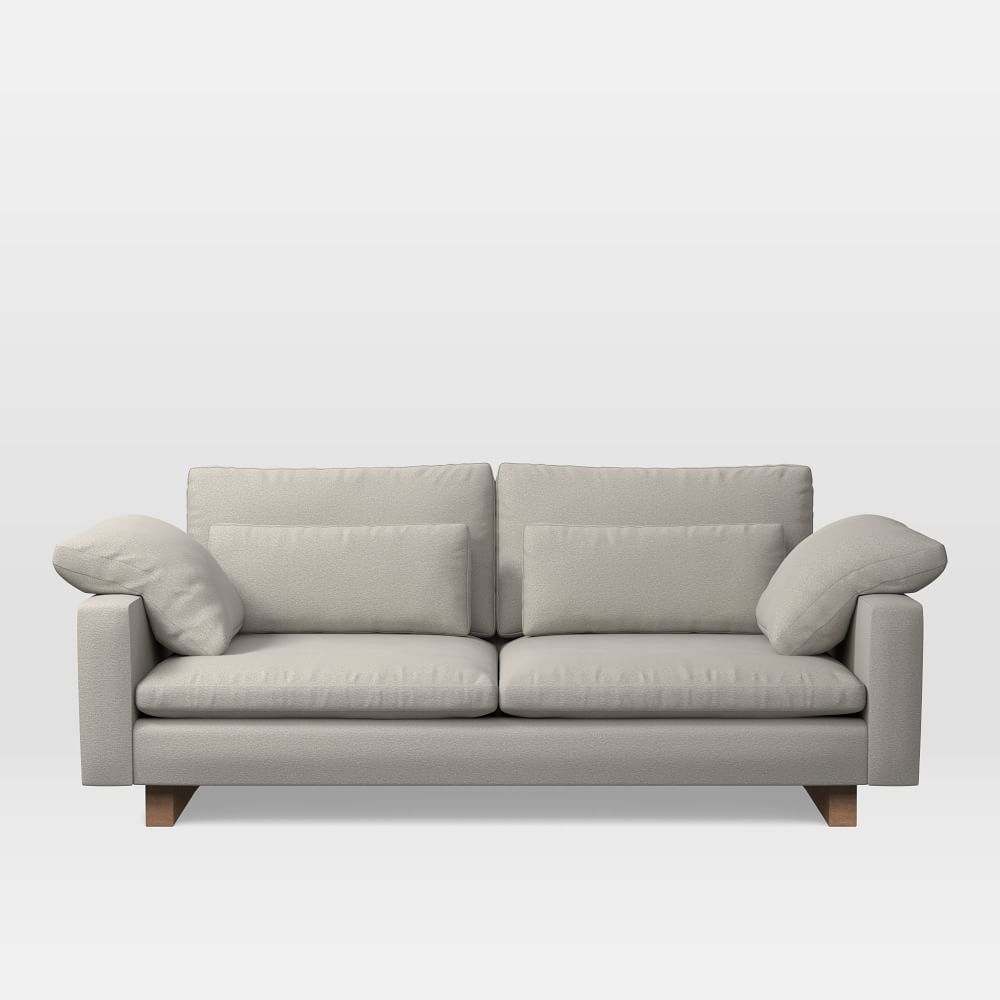 Harmony XL 82" Multi-Seat Sofa, Distressed Velvet, Dune, Dark Walnut - Image 0