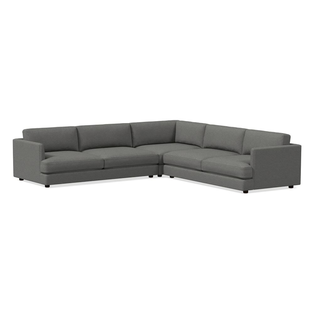 Haven 113" Multi Seat 3-Piece L-Shaped Sectional, Extra Deep Depth, Chenille Tweed, Pewter - Image 0