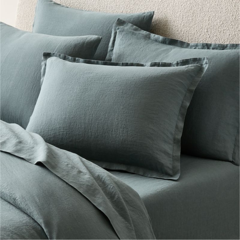 Classic EUROPEAN FLAX™-Certified Linen Faded Teal Full/Queen Duvet Cover - Image 2