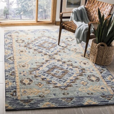 Deyoung Hand-Tufted Wool Blue/Beige Area Rug - Image 0