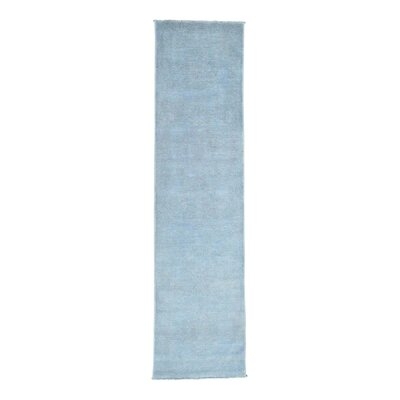 One-of-a-Kind Bagby Hand-Knotted 2010s Anatolian Blue 2'7" x 9'10" Runner Wool Area Rug - Image 0