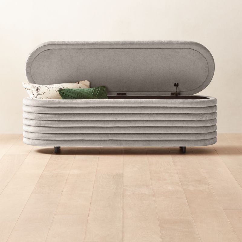 Rialto 60" Warm Grey Storage Bench - Image 1