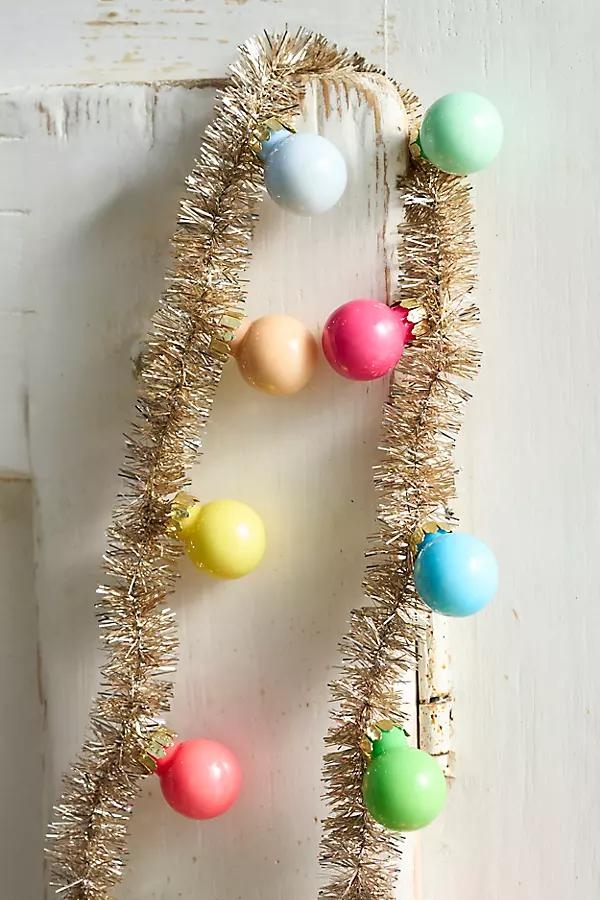 Good Cheer Bauble Ornament Tinsel Garland, 14.6' - Image 0