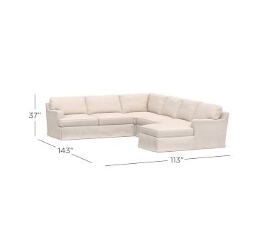 Townsend Square Arm Upholstered Left Arm 4-Piece Chaise Sectional, Polyester Wrapped Cushions, Performance Boucle Oatmeal - Image 3
