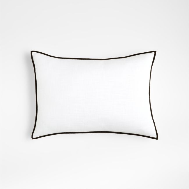 Black and White 22"x15" Merrow Stitch Cotton Throw Pillow with Down-Alternative Insert - Image 0