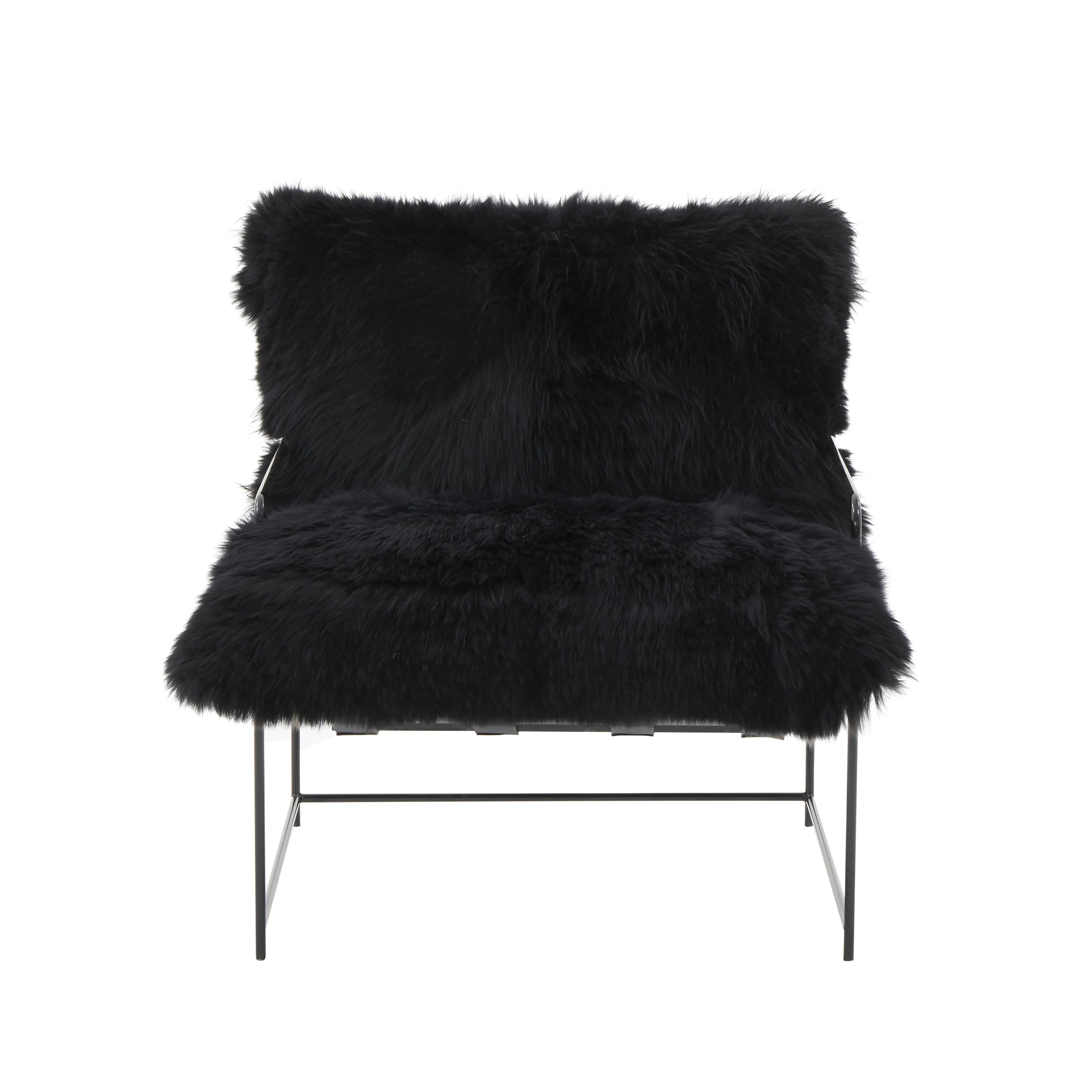 Kimi Black Genuine Sheepskin Chair - Image 1