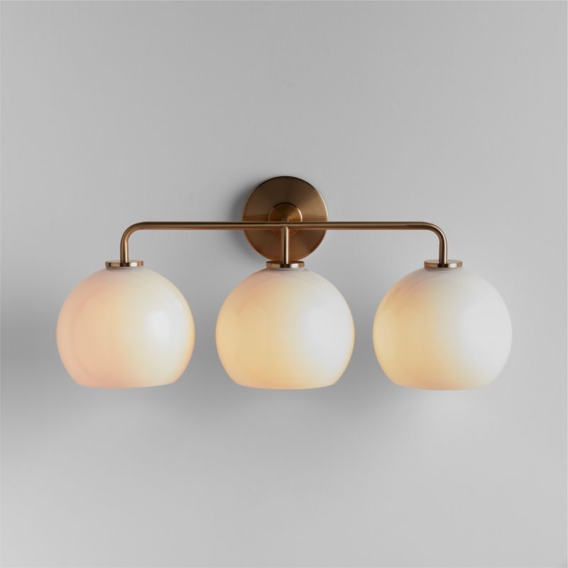 Arren Brass 3-Light Wall Sconce with Milk Round Shades - Image 1