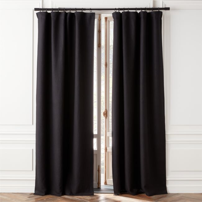 EUROPEAN FLAX™-Certified Linen Black Blackout Window Curtain Panel 48''x108'' - Image 0