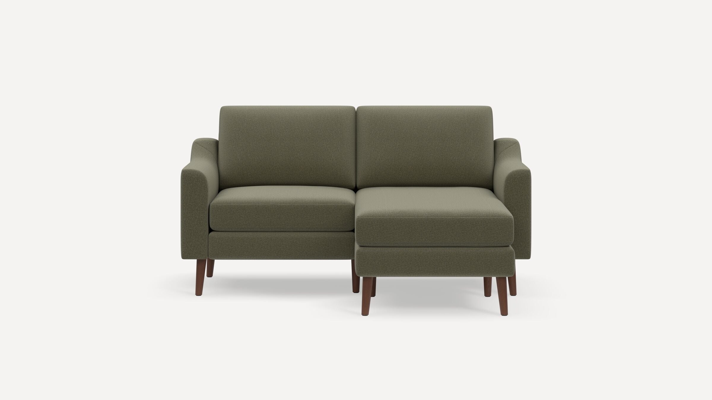 Nomad Loveseat with Chaise - Moss Green - Performance Flatweave / Walnut - Wood / Slope - Image 0