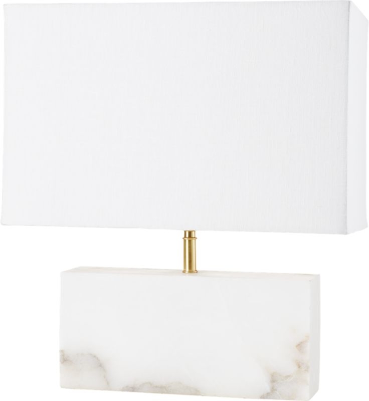 White Alabaster Rectangle Table Lamp - Image 2