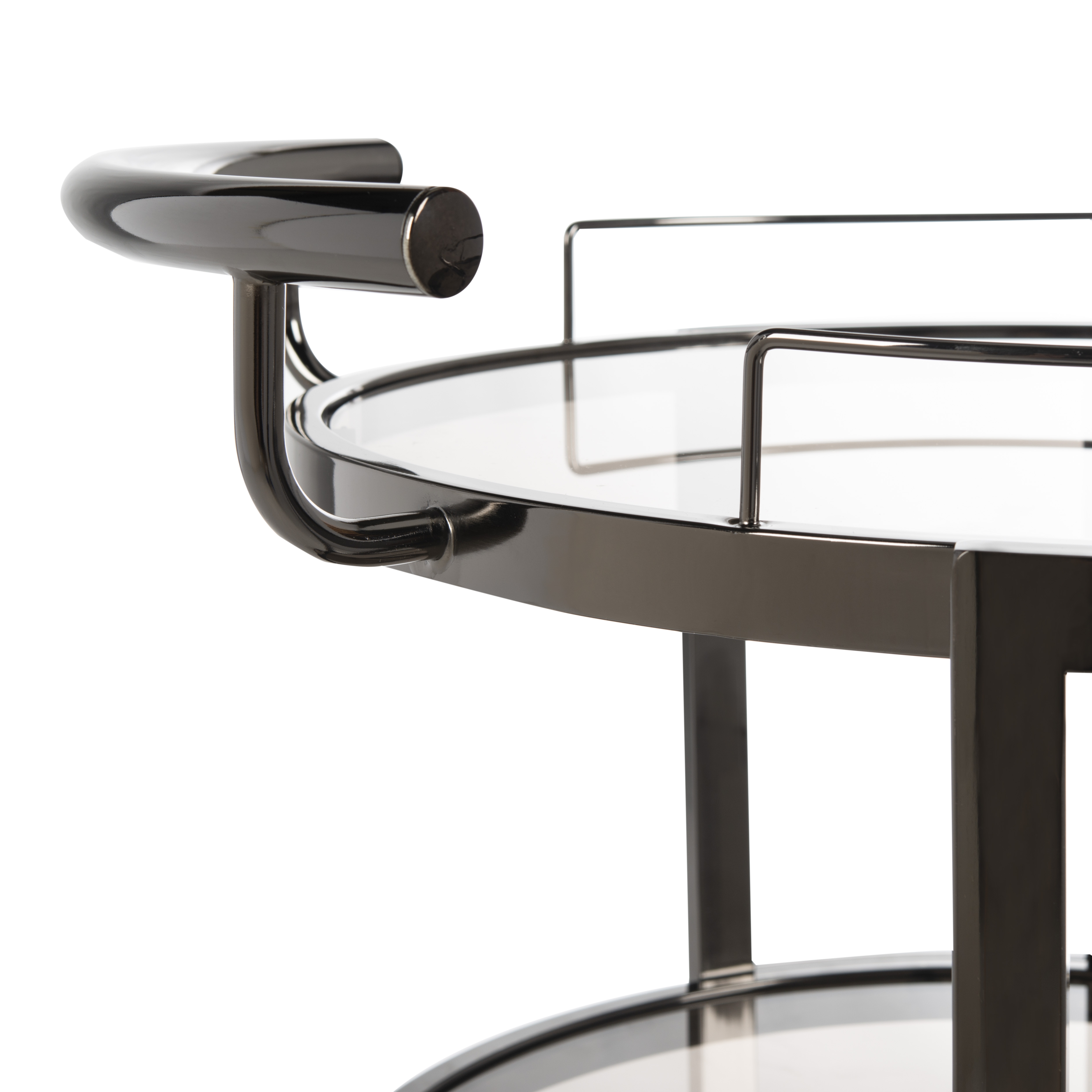 Rio 3 Tier Round Bar Cart And Wine Rack - Gun Metal/Tinted Glass - Safavieh - Image 3