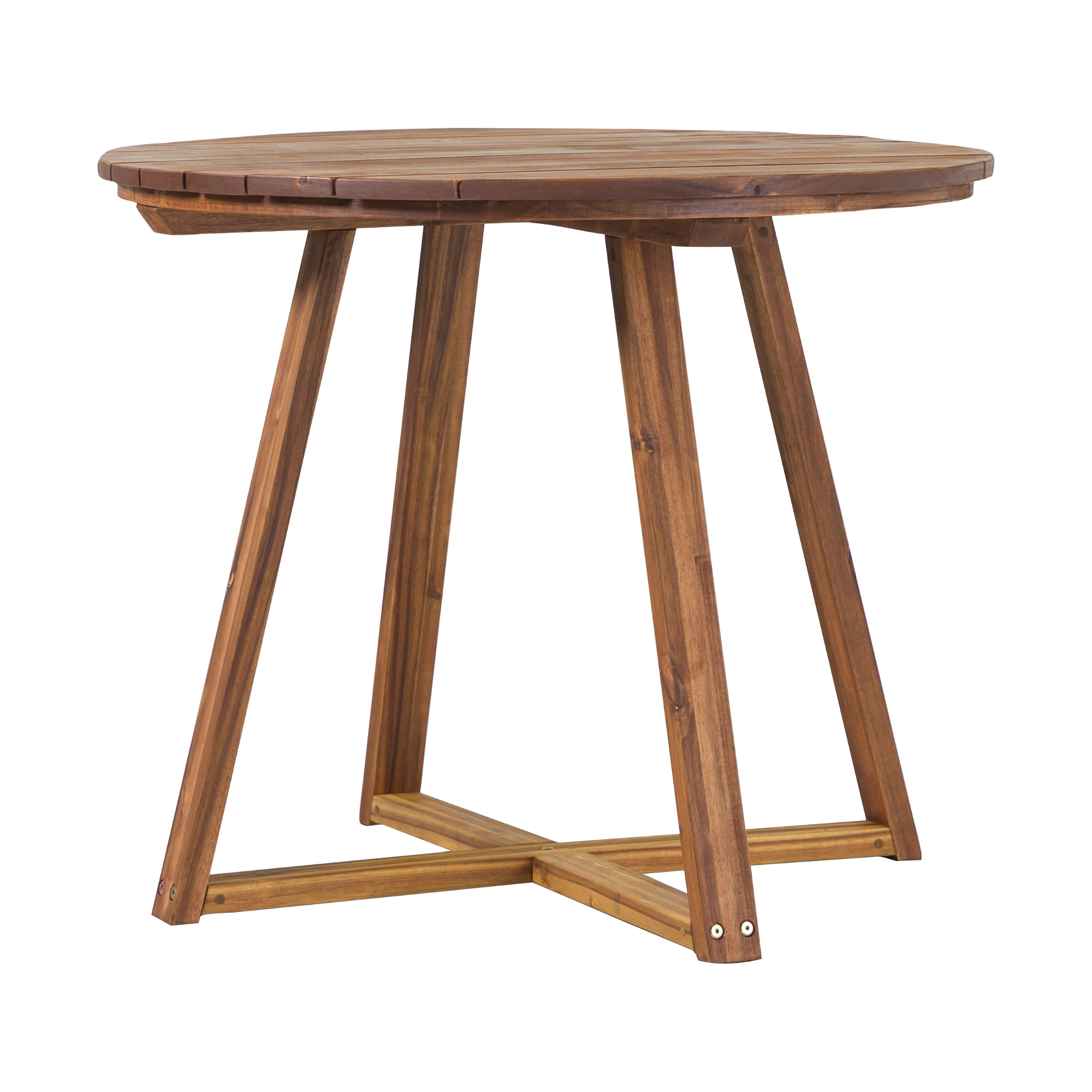 Modern Slat Back Wood Round Dining Table - Brown - Image 3