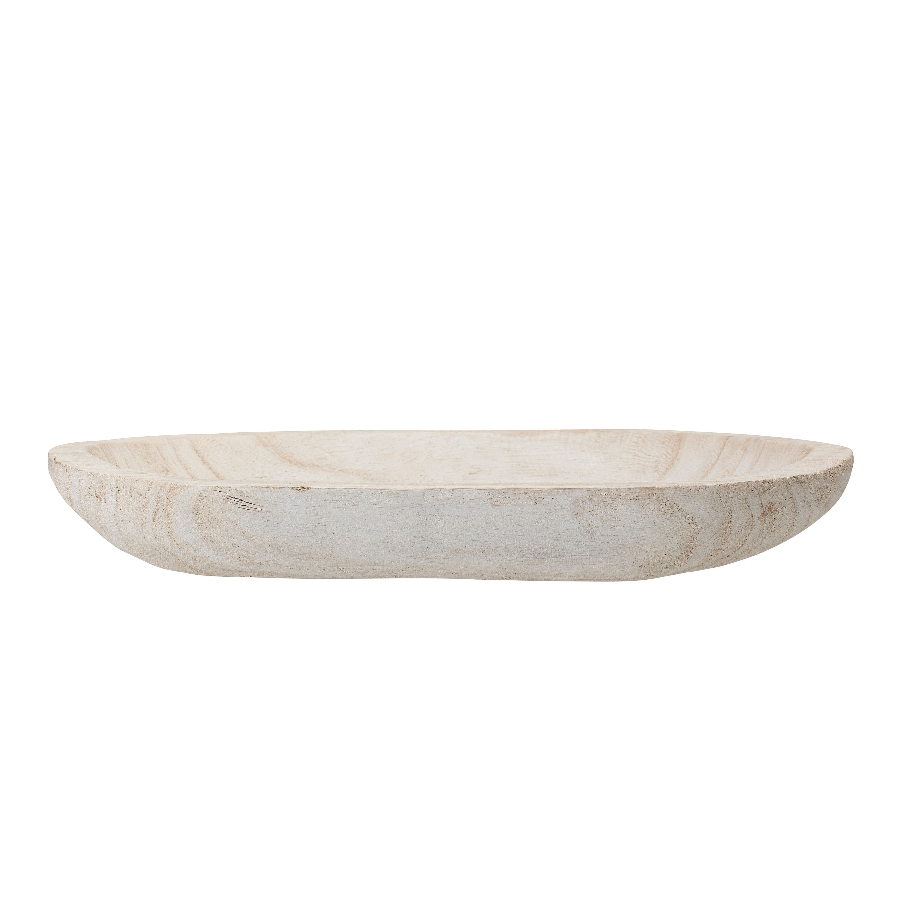 Hand-Carved Paulownia Wood Bowl with Whitewashed Finish - Image 0