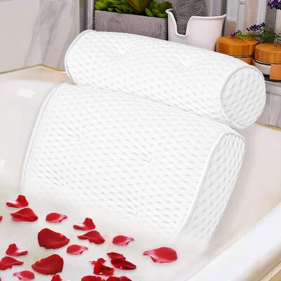 Alwyn Home Bath Pillow Spa Bathtub Pillow With 4D Air Mesh Luxury Bath Pillow With 7 Powerful Suction Cups Head, Back, Shoulder And Neck Support For Hot Tub, Jacuzzi And All Bathtub - Image 0