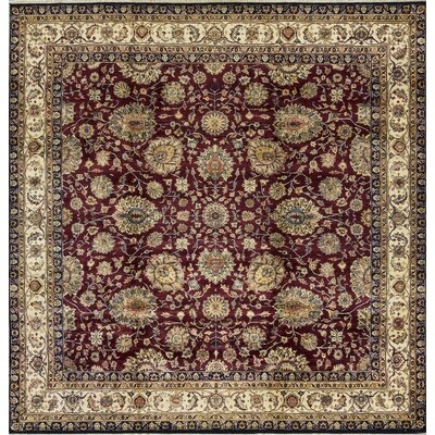 One-of-a-Kind Hand-Knotted Wine/Cream 10'1" Square Wool Area Rug - Image 0