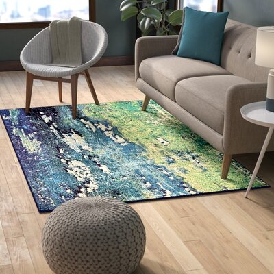 Holsinger Abstract Green/Navy Area Rug - Image 0