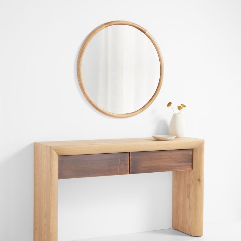 Natia Oak Round Wall Mirror 36" - Image 2