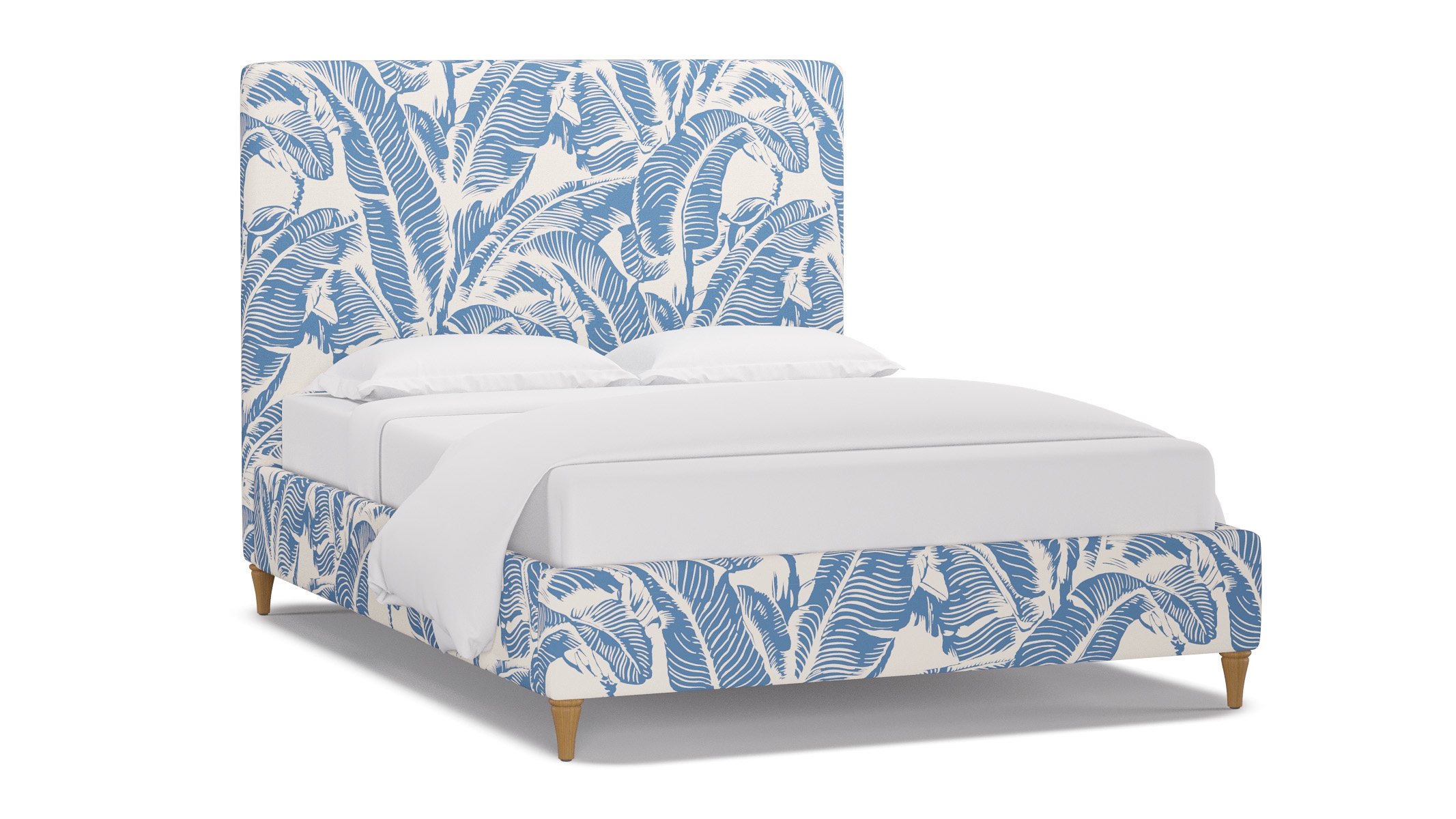 Classic Bed, Cornflower Martinique® Encore, Natural Decorative Tapered Leg, Queen - Image 1