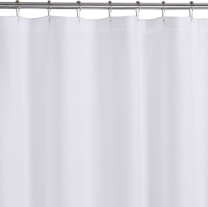 Extra-Long Organic Cotton Pebble Matelassé White Shower Curtain - Image 6