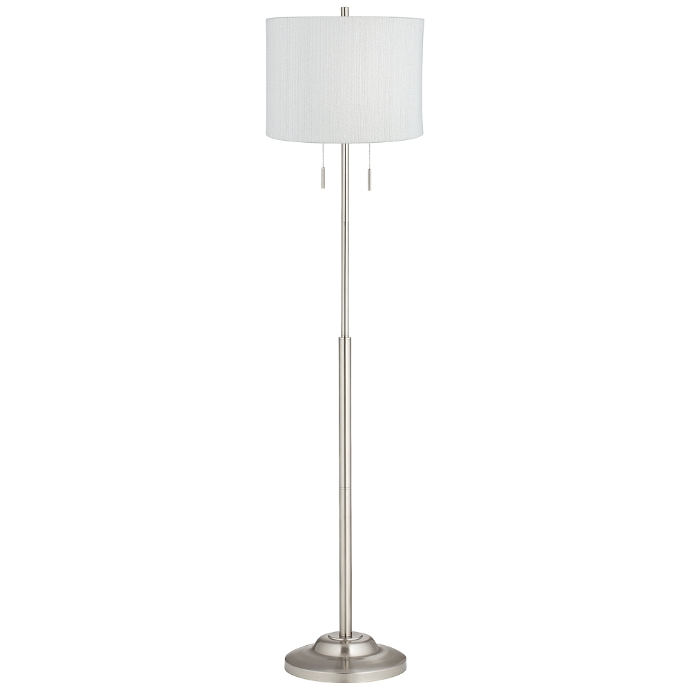 360 Lighting Abba 66" White Weave Twin Pull Chain Floor Lamp - Image 0