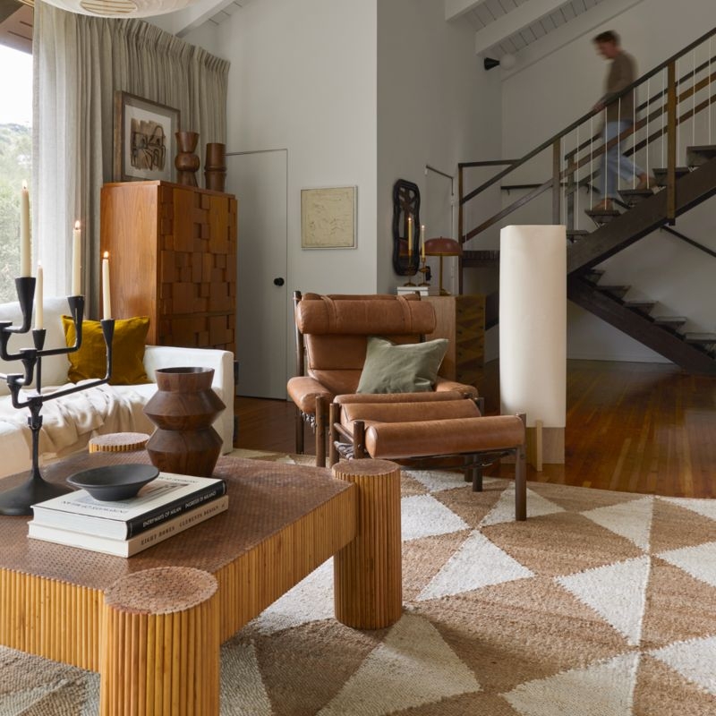 Toro Wood Floor Lamp with Woven Shade 50" - Image 1