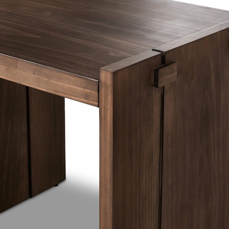 Oscar Brown Pine Wood Rectangular End Table - Image 5