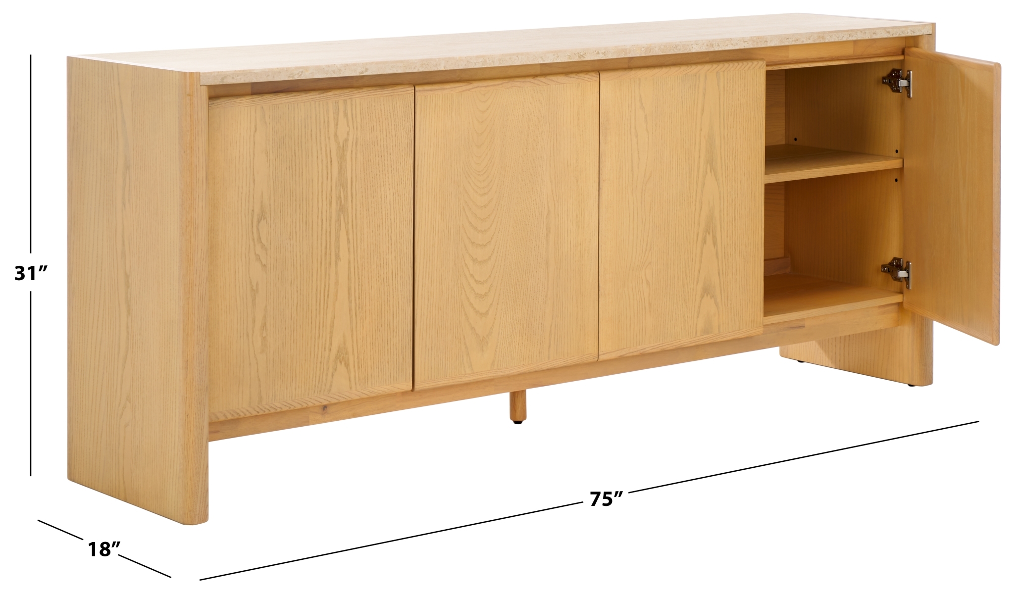 Bellarose Travertine Sideboard - Natural/Travertine - Image 9