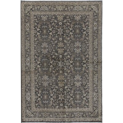One-of-a-Kind Marquis Hand-Knotted Black/Ivory 6'2" x 9'2" Wool Area Rug - Image 0