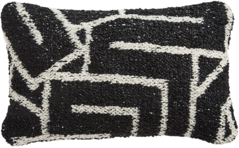 20"x12" Maze Outdoor BLACK and White Pillow - Image 1