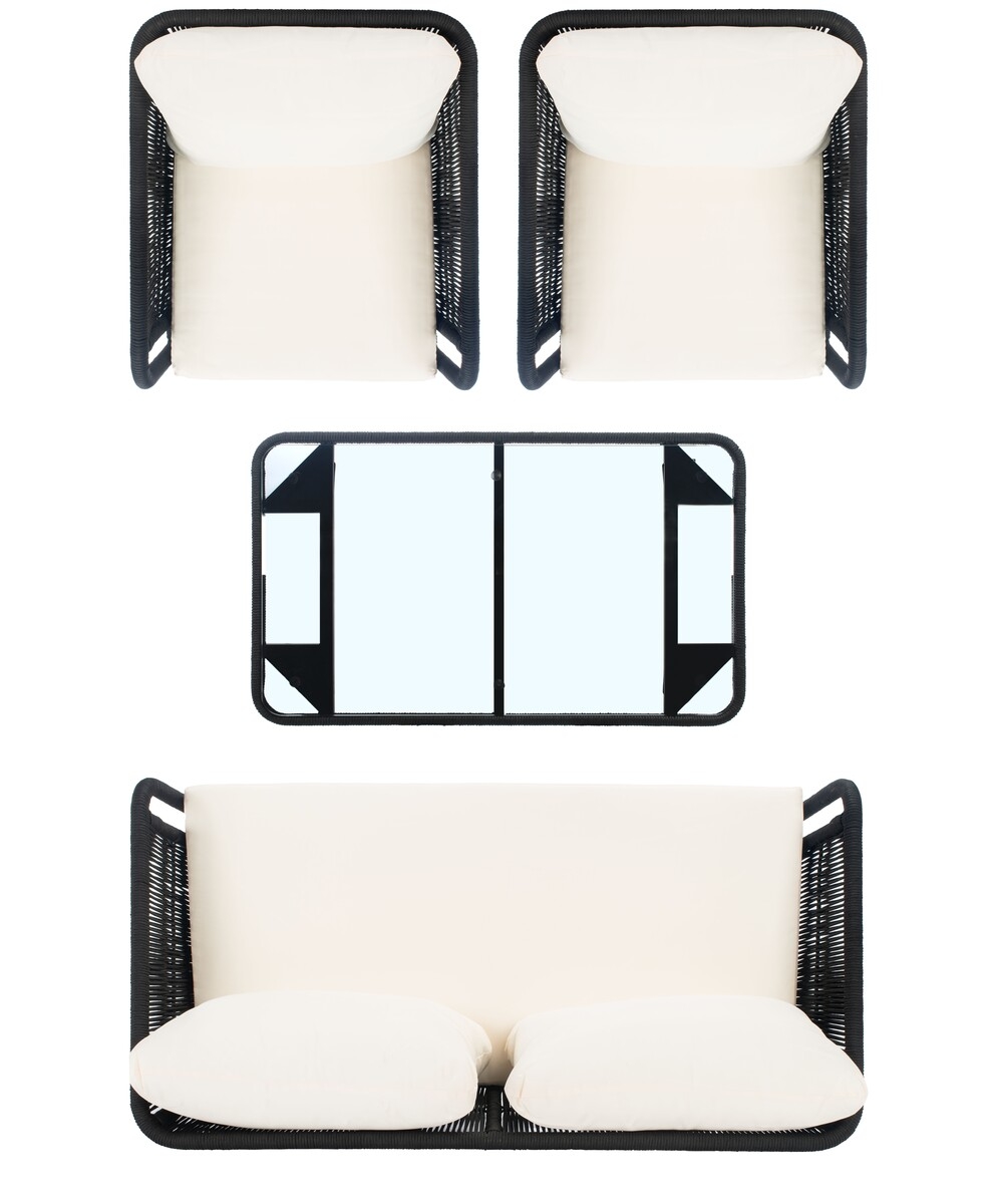 Kerson 4 Pc Rope Living Set - Black/Beige - Safavieh - Image 5