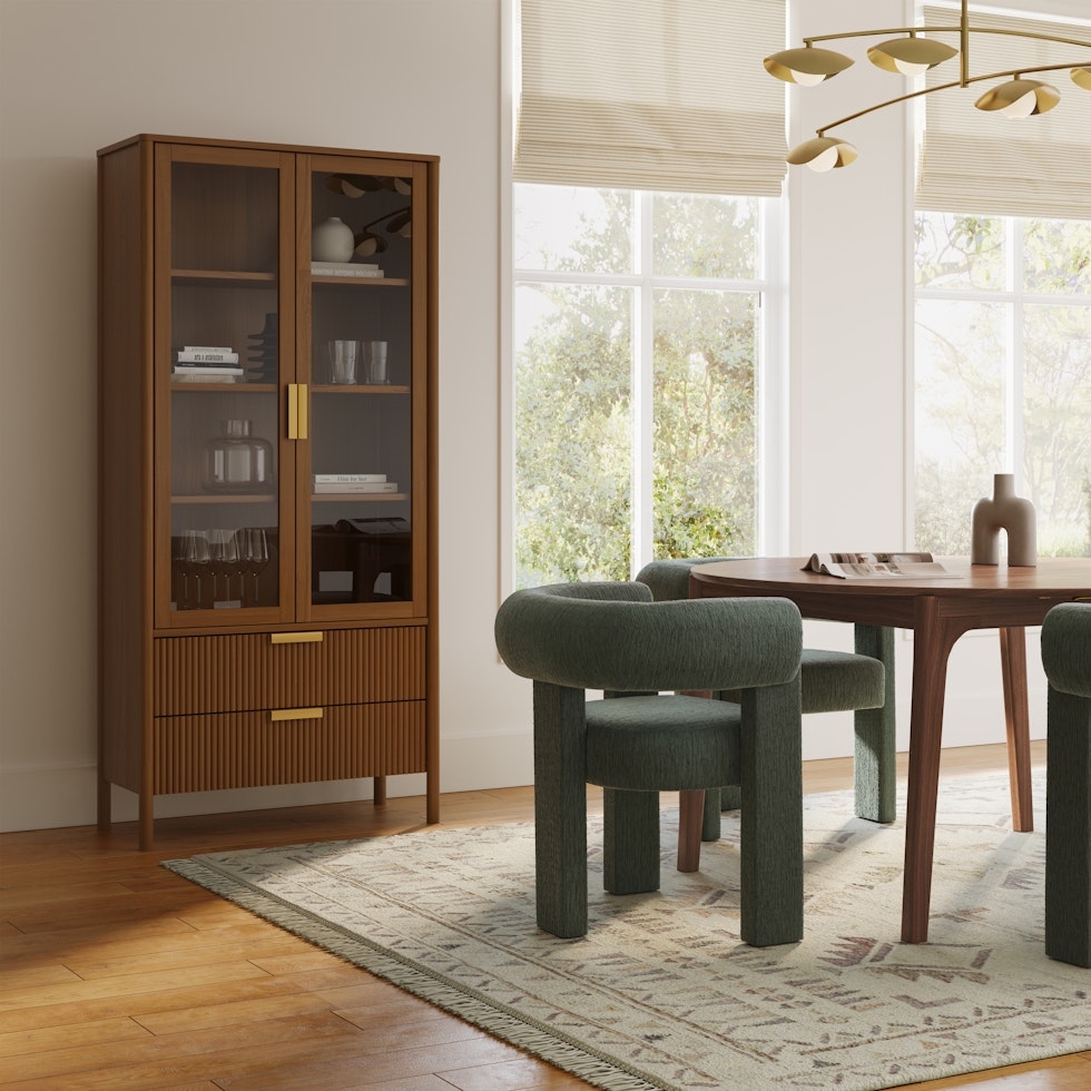 Liv 35.25" Glass Cabinet - Walnut - Image 1