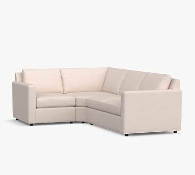 Sanford Square Arm Upholstered Left Arm 3-Piece Wedge Sectional, Polyester Wrapped Cushions, Performance Boucle Pebble - Image 1