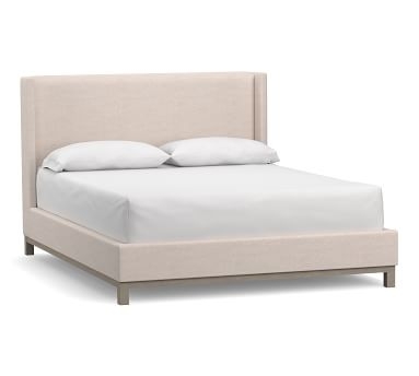 Jake Upholstered Bed with Gray Wash Frame, King, Brushed Crossweave Navy - Image 2